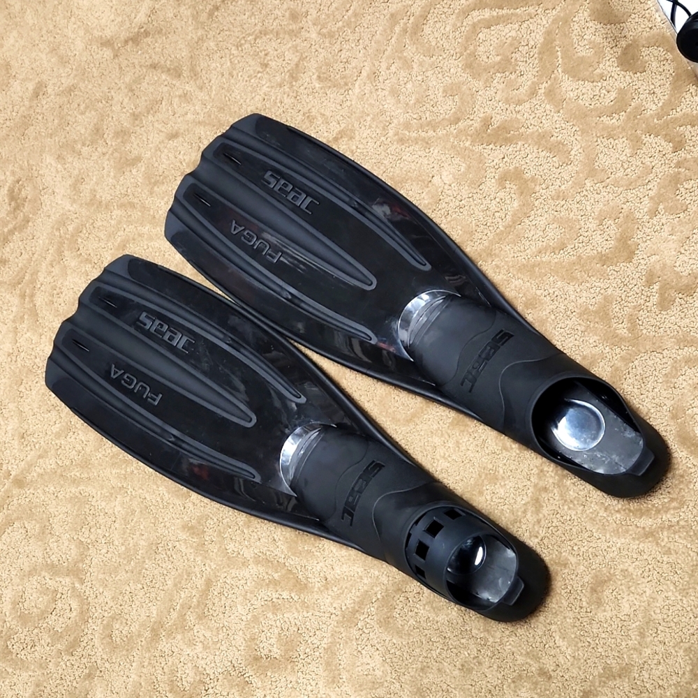 SEAC Fuga Scuba Diving Open Heel Fins Black Size 42-43 Unisex